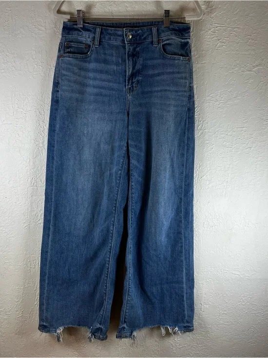 American Eagle Dreamy Drape Stretch Super High-Waisted Baggy Wide-Leg Jeans - Picture 3 of 15